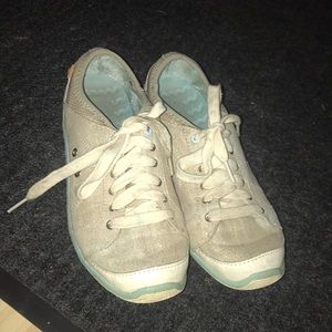 Gold, white and blue Tennis shoes